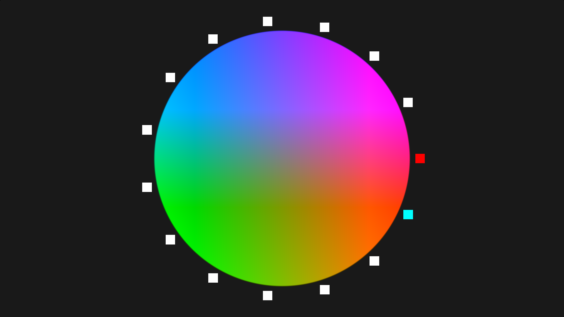 Image of colour wheel with indicator markings every 24°.