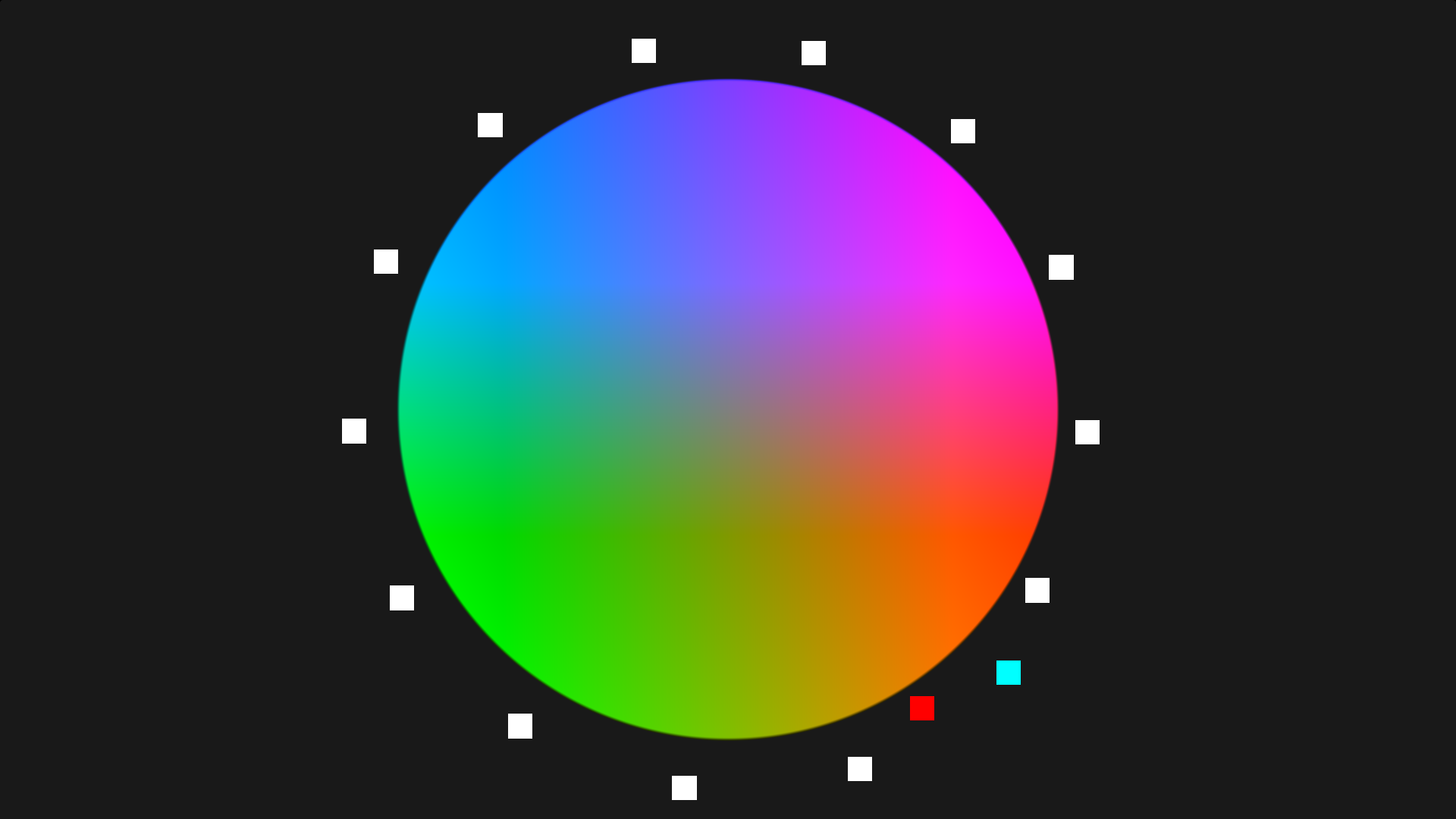 Image of colour wheel with indicator markings every 26.7°.