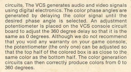 Paragraph from the VideoSoft manual describing correct console calibration