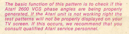 Paragraph from the VideoSoft manual describing the operation of the first test pattern